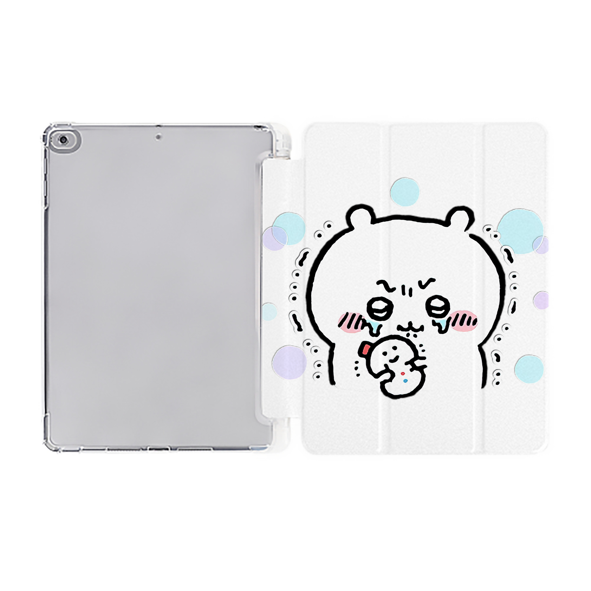 （画像用） ちいかわ ちいかわ Chii-kawa chiikawa IPad ケース ペン収納付き 三つ折りスタンド PUレザー×シリコン 対応機種9.5/10.5/10.9インチ